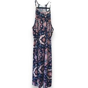 Really Cute French Grey Flowery Summer Dress Sleeveless - Size S